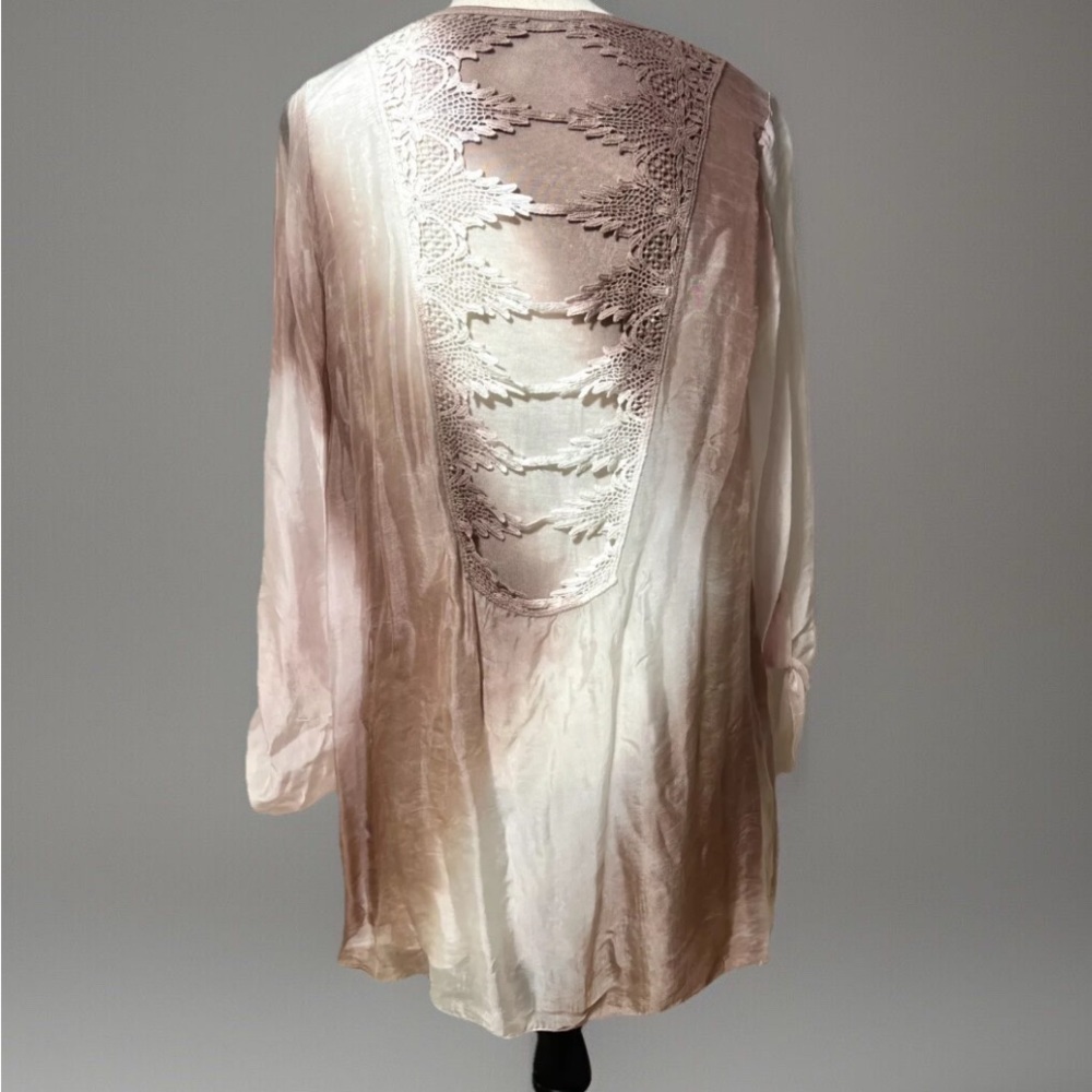 Womens Silk Long Sleeve Blouse S Small Romantic Sequins Fairy Shirt Elegant